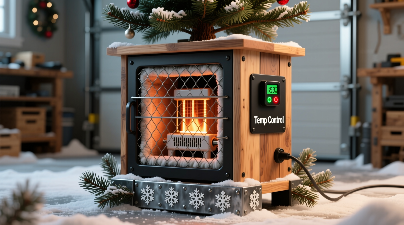 how to make a diy christmas tree stand heater to prevent freezing in unheated garages