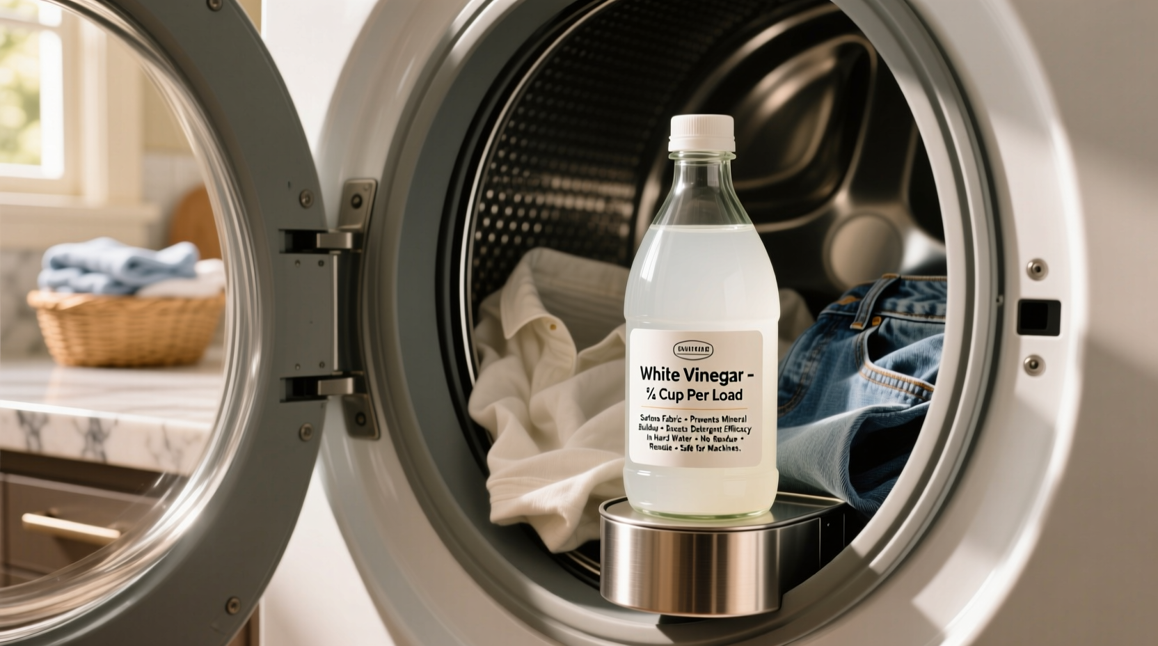 white vinegar rinse for hard water laundry