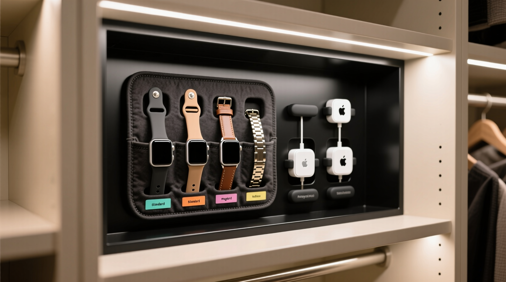 closet organization tips for smartwatch bands chargers