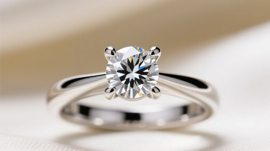 Close-up of a four-prong platinum setting securing a round diamond, highlighting thick prong tips against a blurred background.