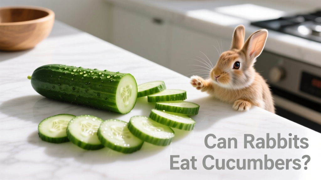 A fresh, whole cucumber next to thin green slices on a clean surface