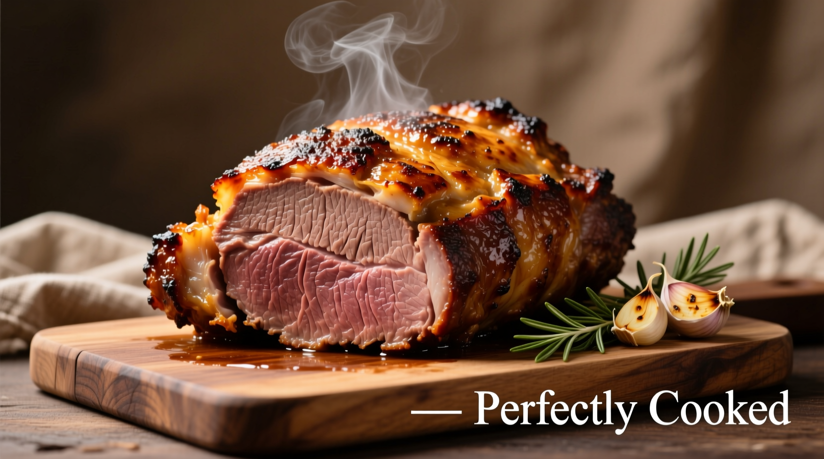 Perfectly cooked bottom round roast with golden crust