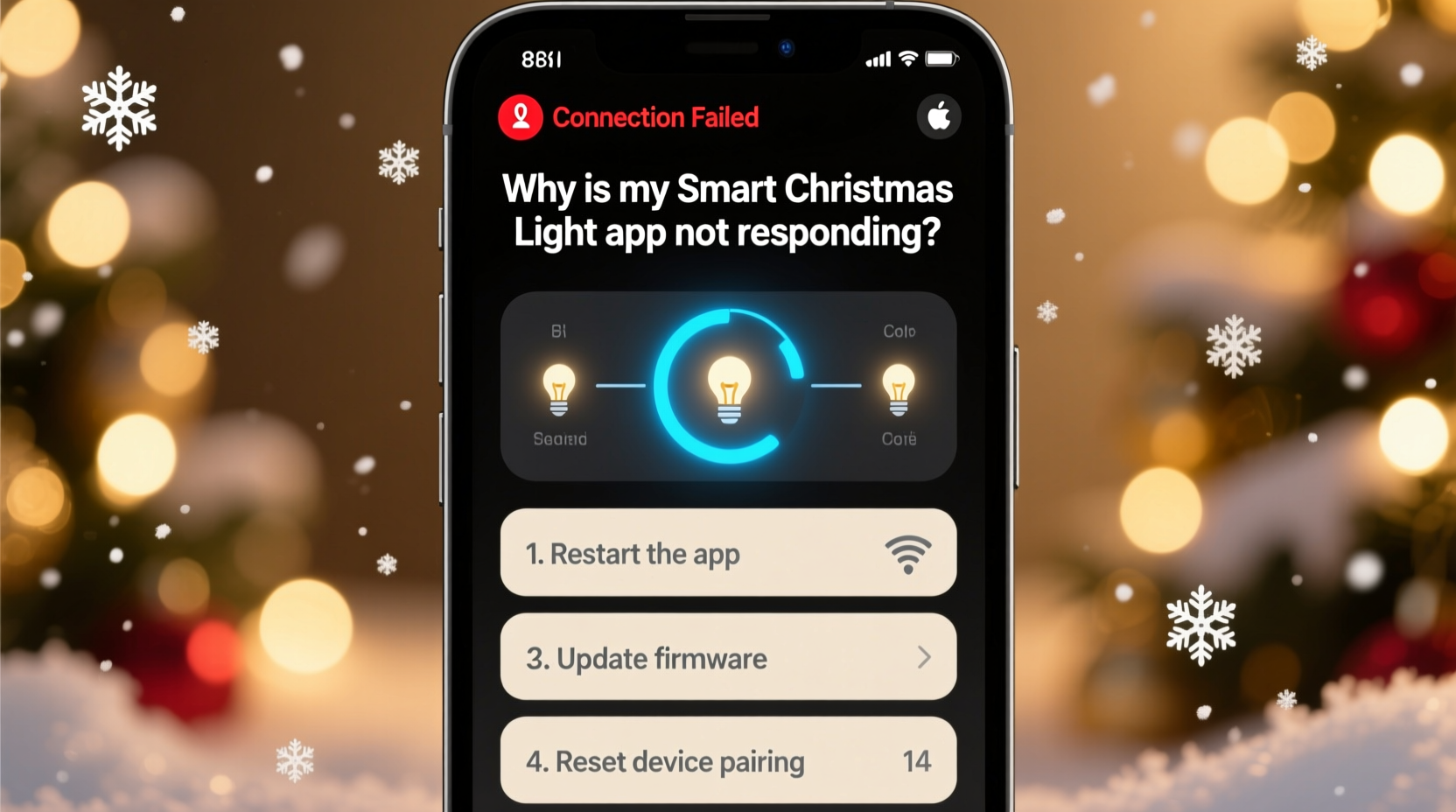 why is my smart christmas light app not responding and how to fix it