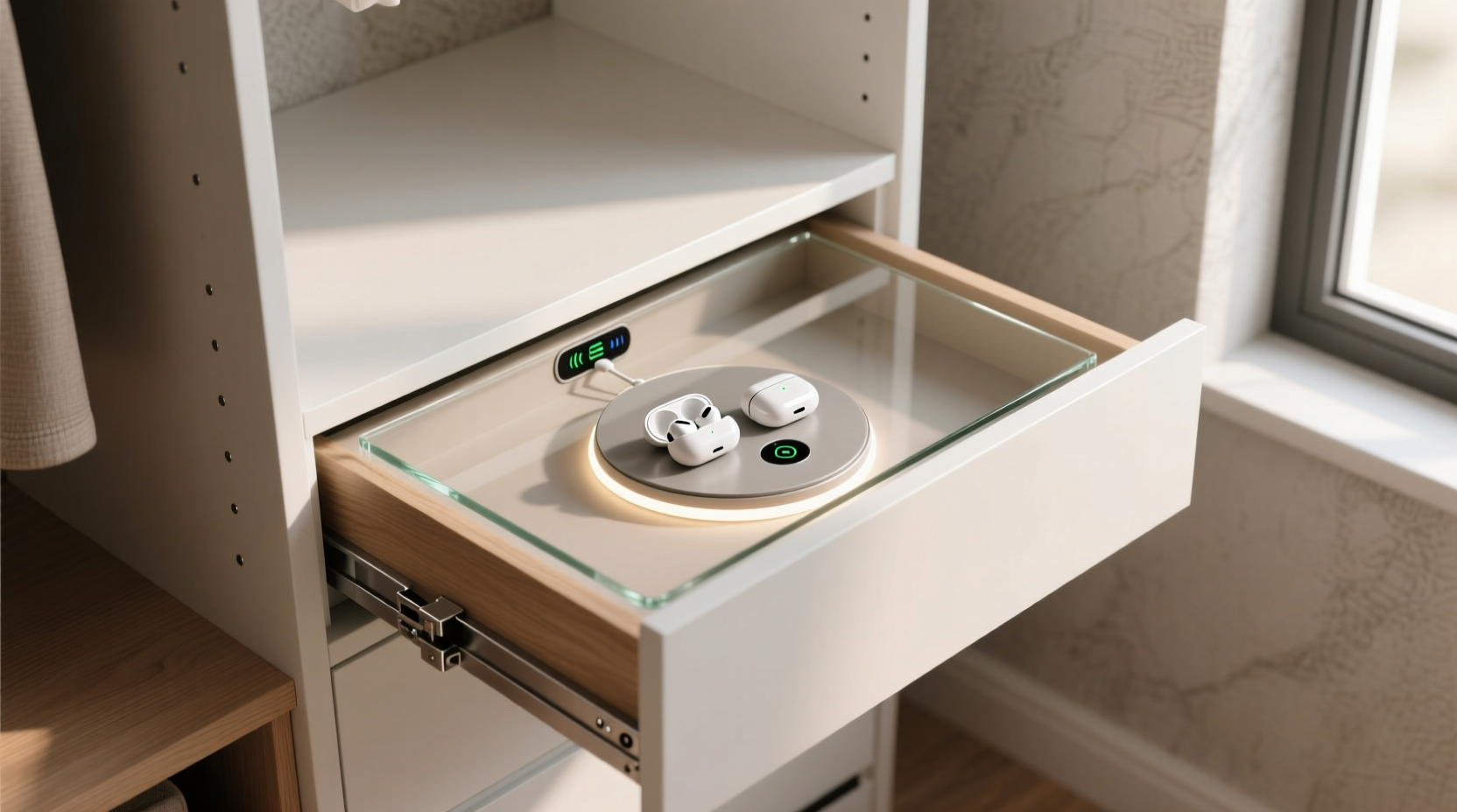 closet organization tips earbud charging in vanity drawers