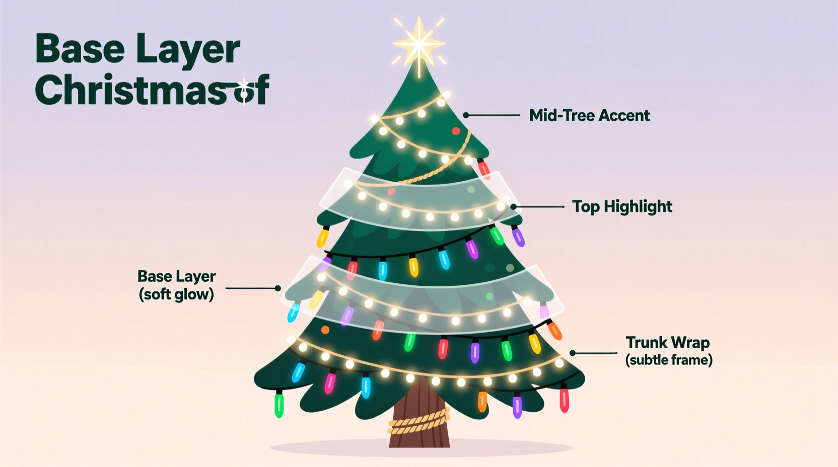 how to layer multiple types of christmas tree lights without overload