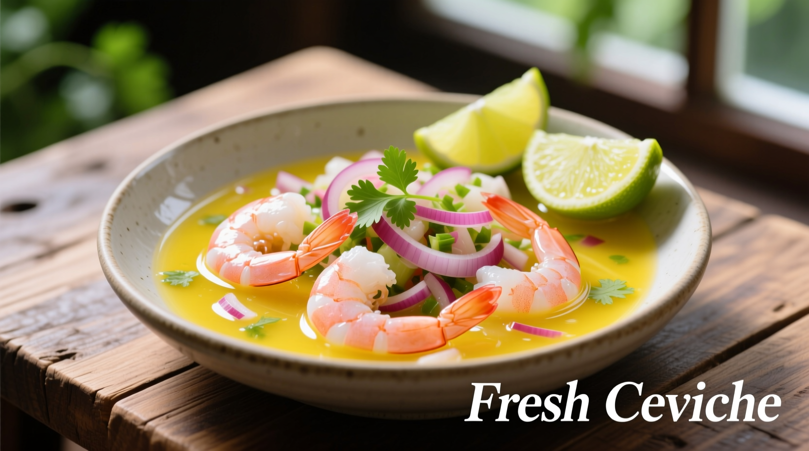 Fresh raw shrimp marinating in lime juice for ceviche