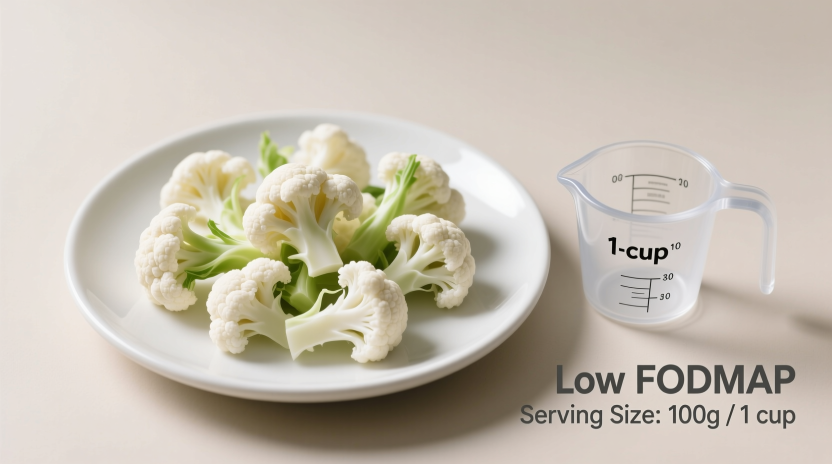 Low FODMAP cauliflower serving size measurement