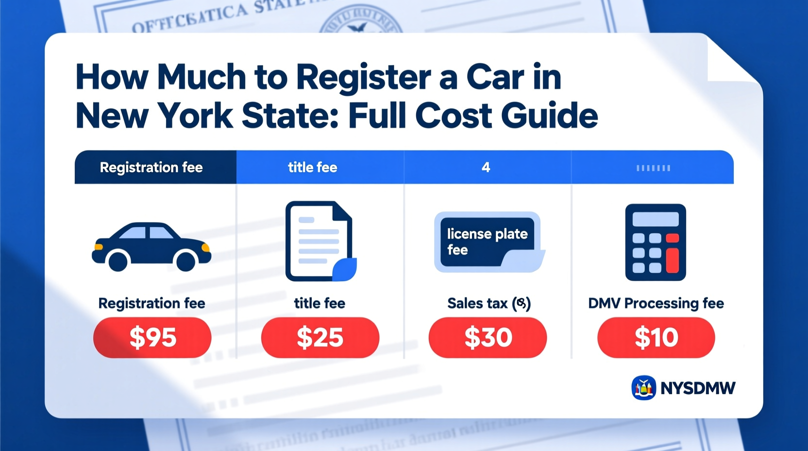 how much to register a car in new york state