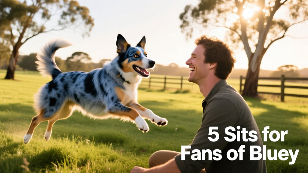 Indy smiling, a joyful Blue Heeler posing outdoors