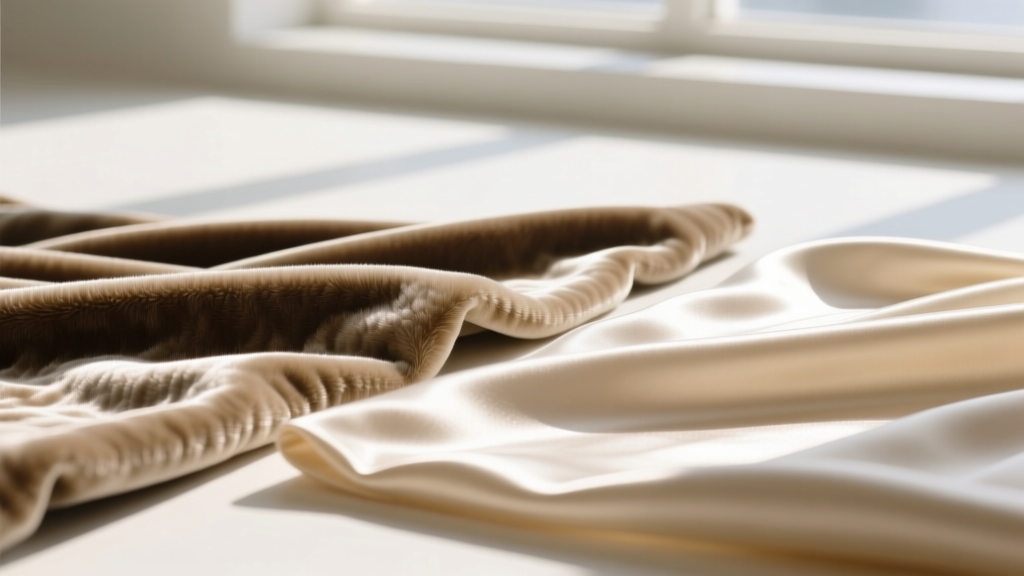 Macro shot comparing synthetic velvet and silk charmeuse linings, highlighting fiber density and light reflection on each fabric