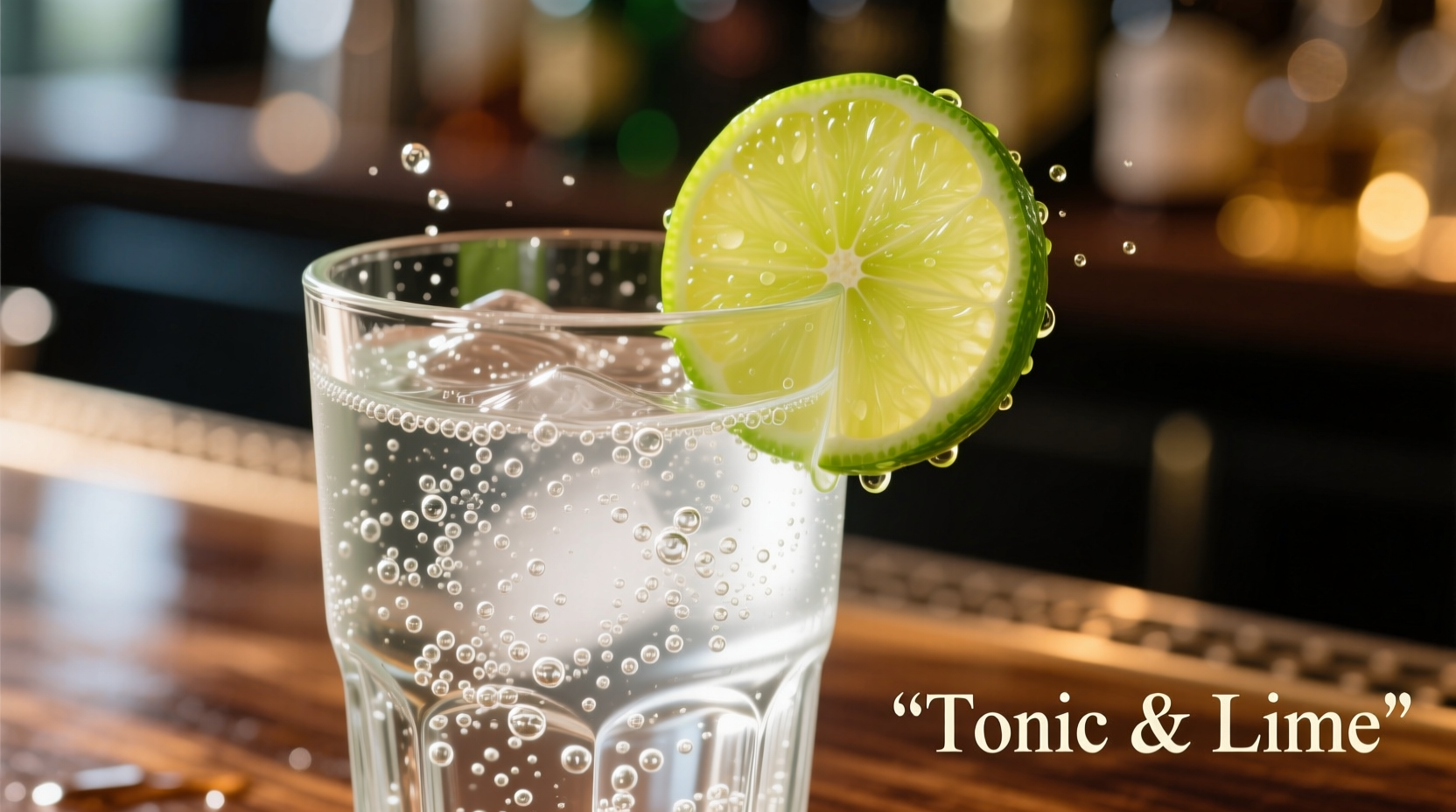 Close-up of tonic water in glass with citrus garnish