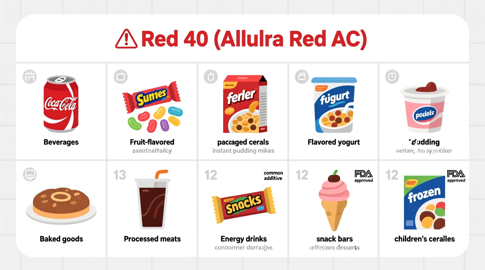 Common food products containing red 40 dye