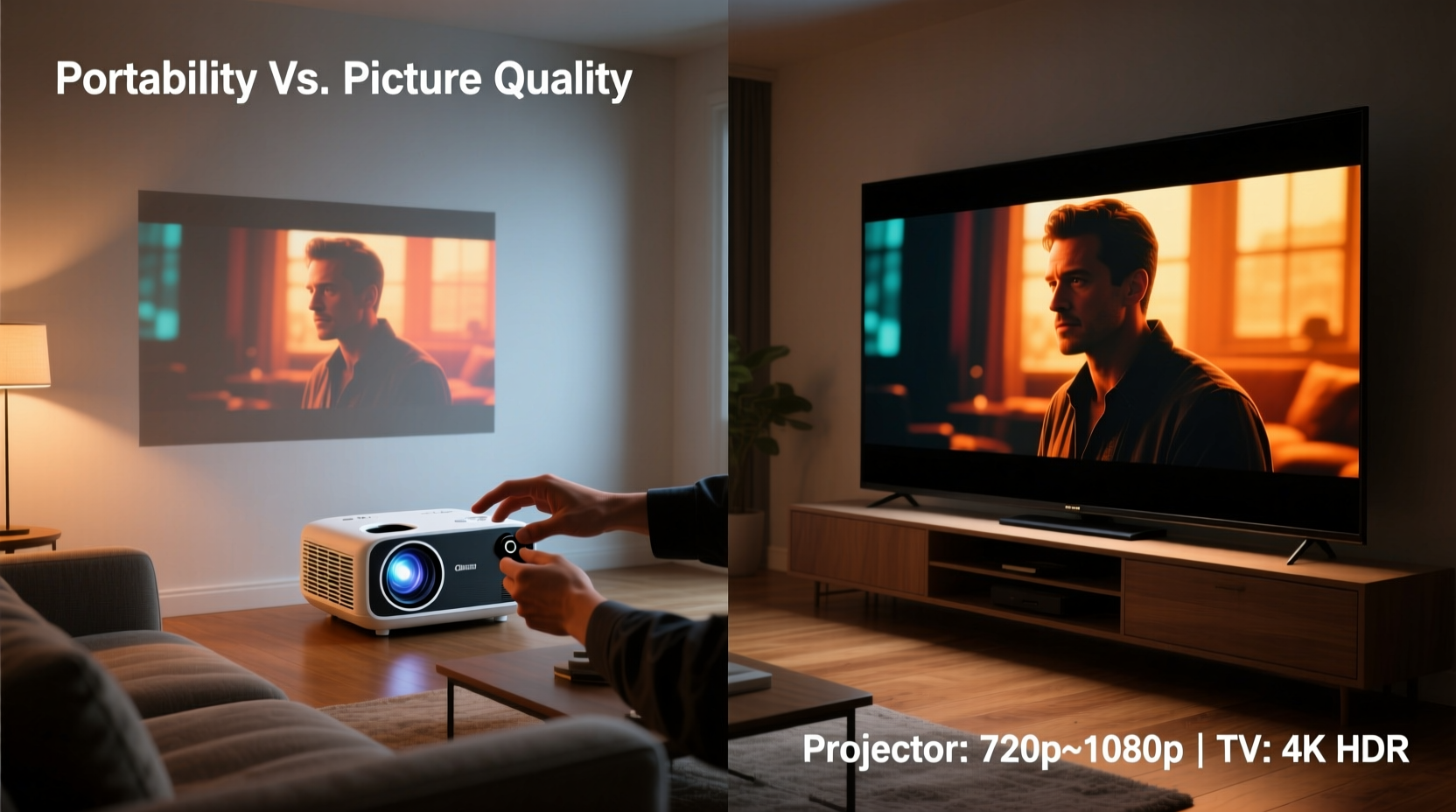 portable projectors vs big screen tvs movie experience compared