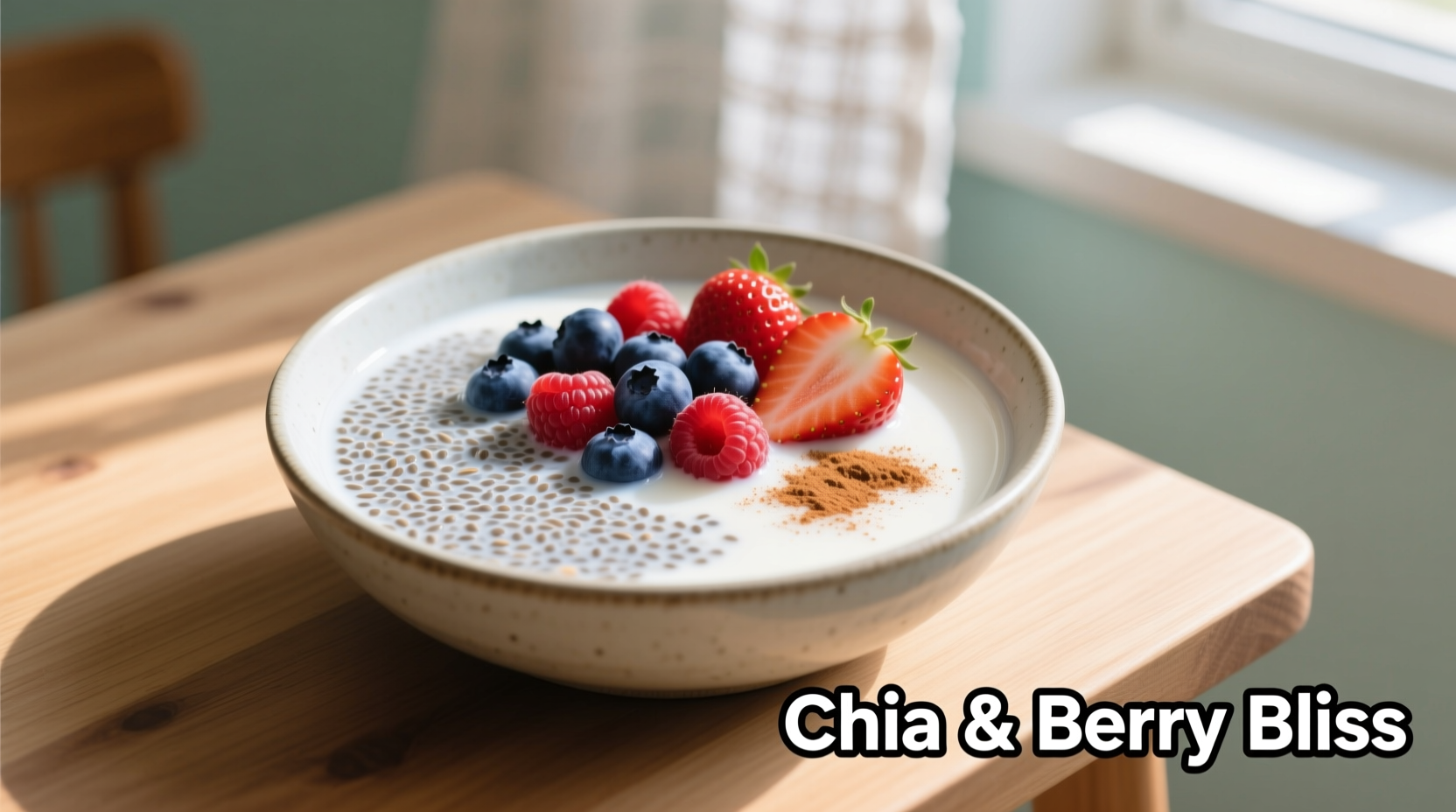 chia seeds soaked in almond milk with berries
