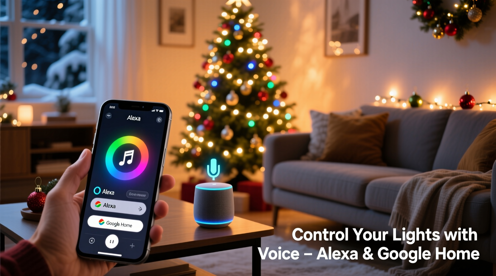 how to control christmas lights with your smartphone using alexa or google home