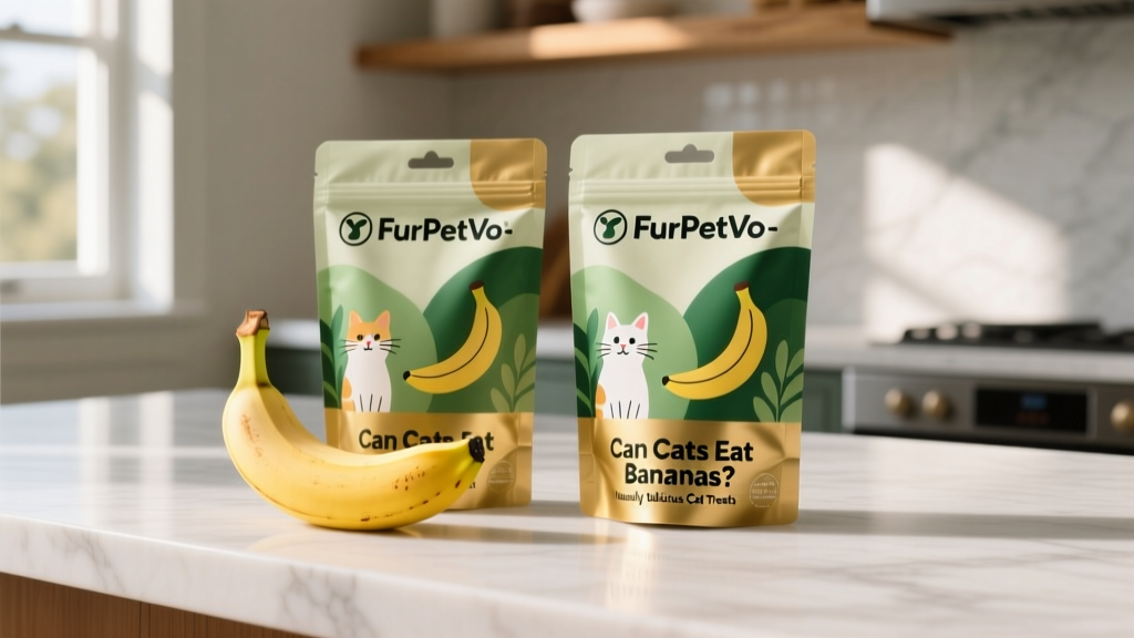 Two FurPetVo branded cat treat packages side by side on a clean counter