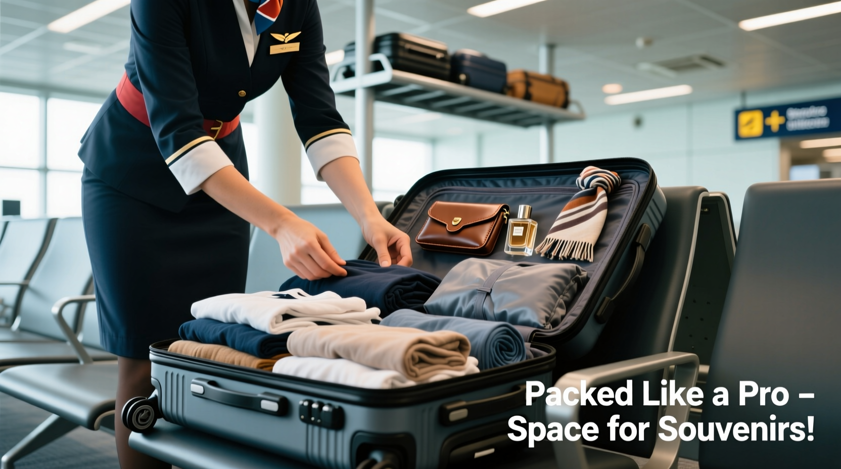 how to pack a suitcase like a flight attendant with space for souvenirs