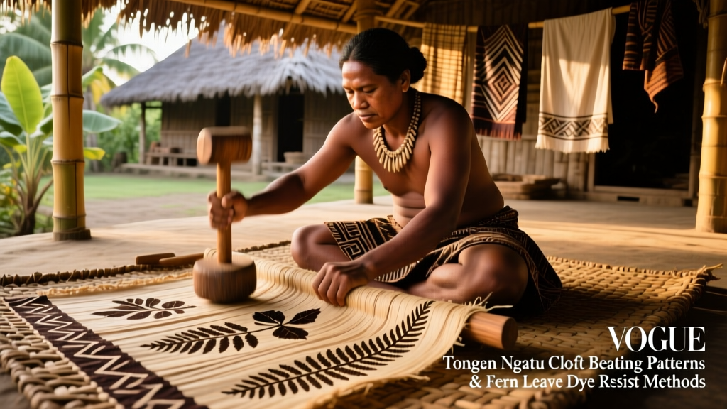 Tongan Ngatu Cloth Beating Patterns And Fern Leaf Dye Resist Methods