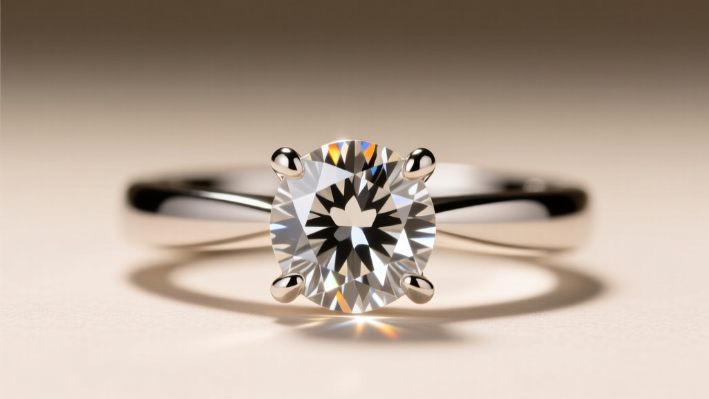 Side profile of a four-prong platinum setting holding a round diamond pendant, highlighting light entry points beneath the gemstone