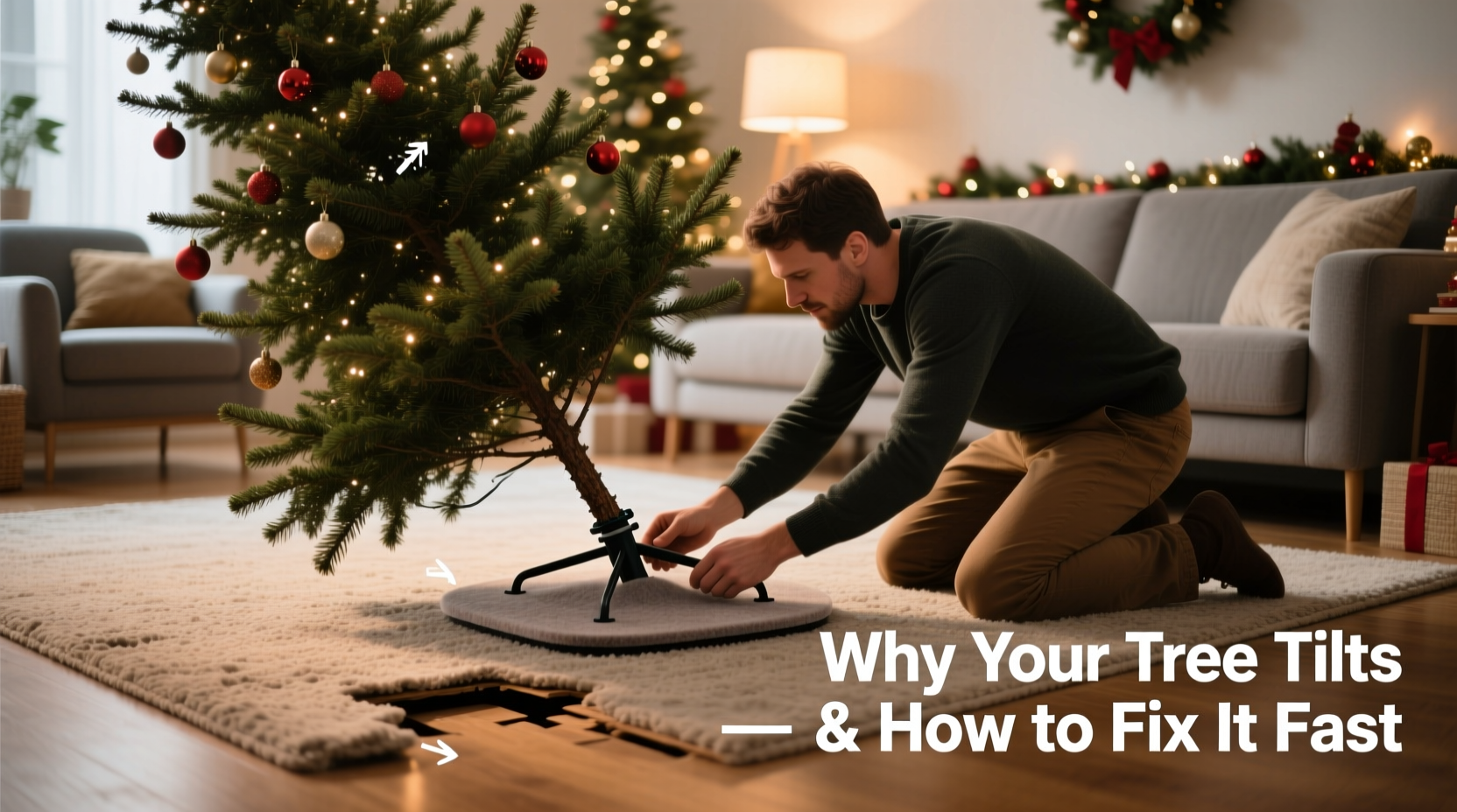 why does my christmas tree tilt and how to stabilize it quickly
