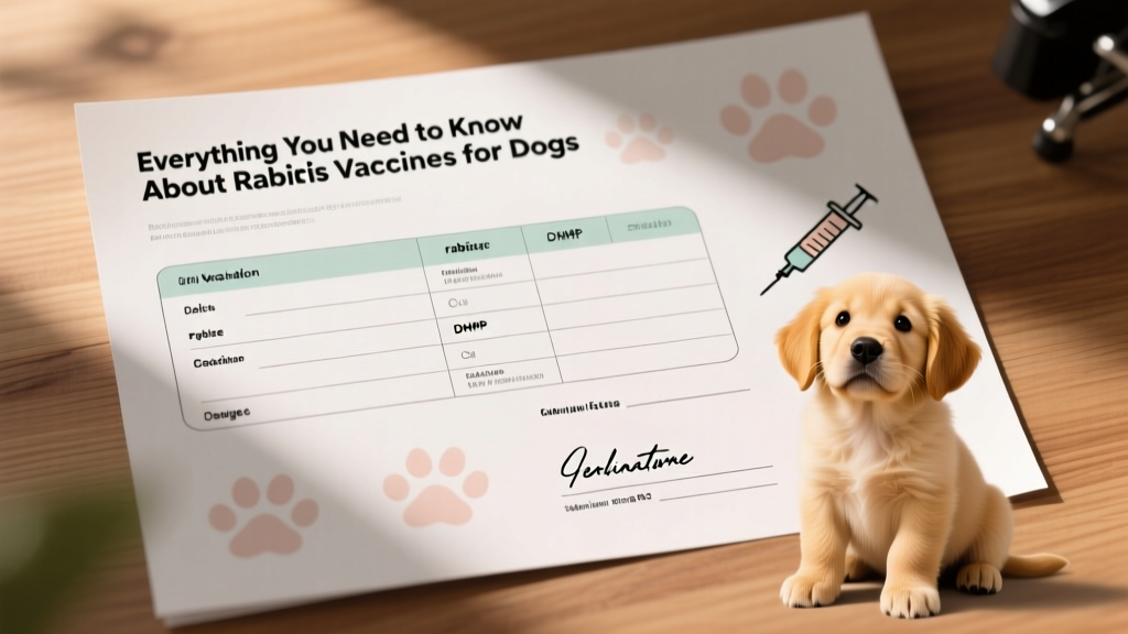 A printable puppy vaccination tracker showing dates, vaccines administered, and space for veterinarian signatures