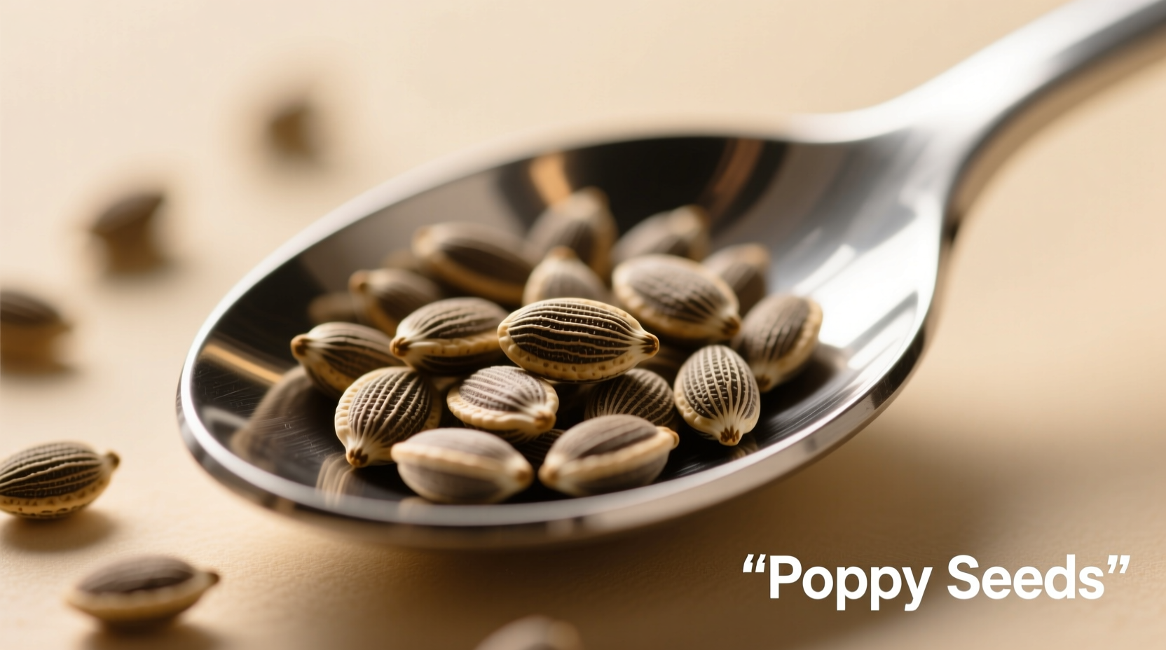 Close-up of poppy seeds on measuring spoon