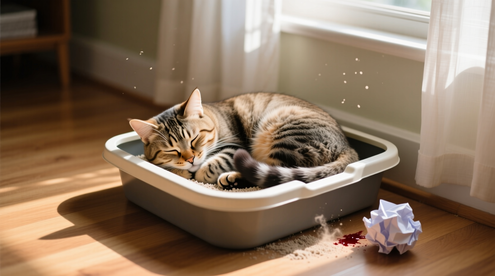 why does my cat sleep in the litter box and when to be concerned