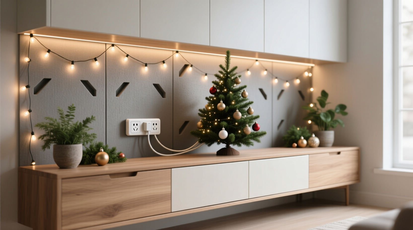 how to hide power strips when decorating with multiple christmas gadgets