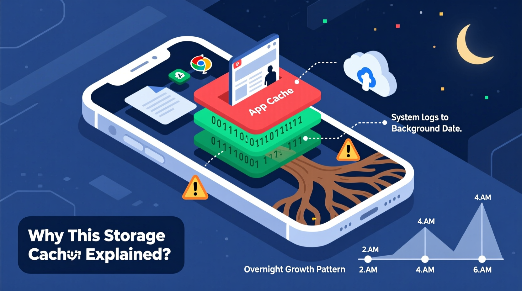 why does my phone storage fill up overnight hidden cache explained