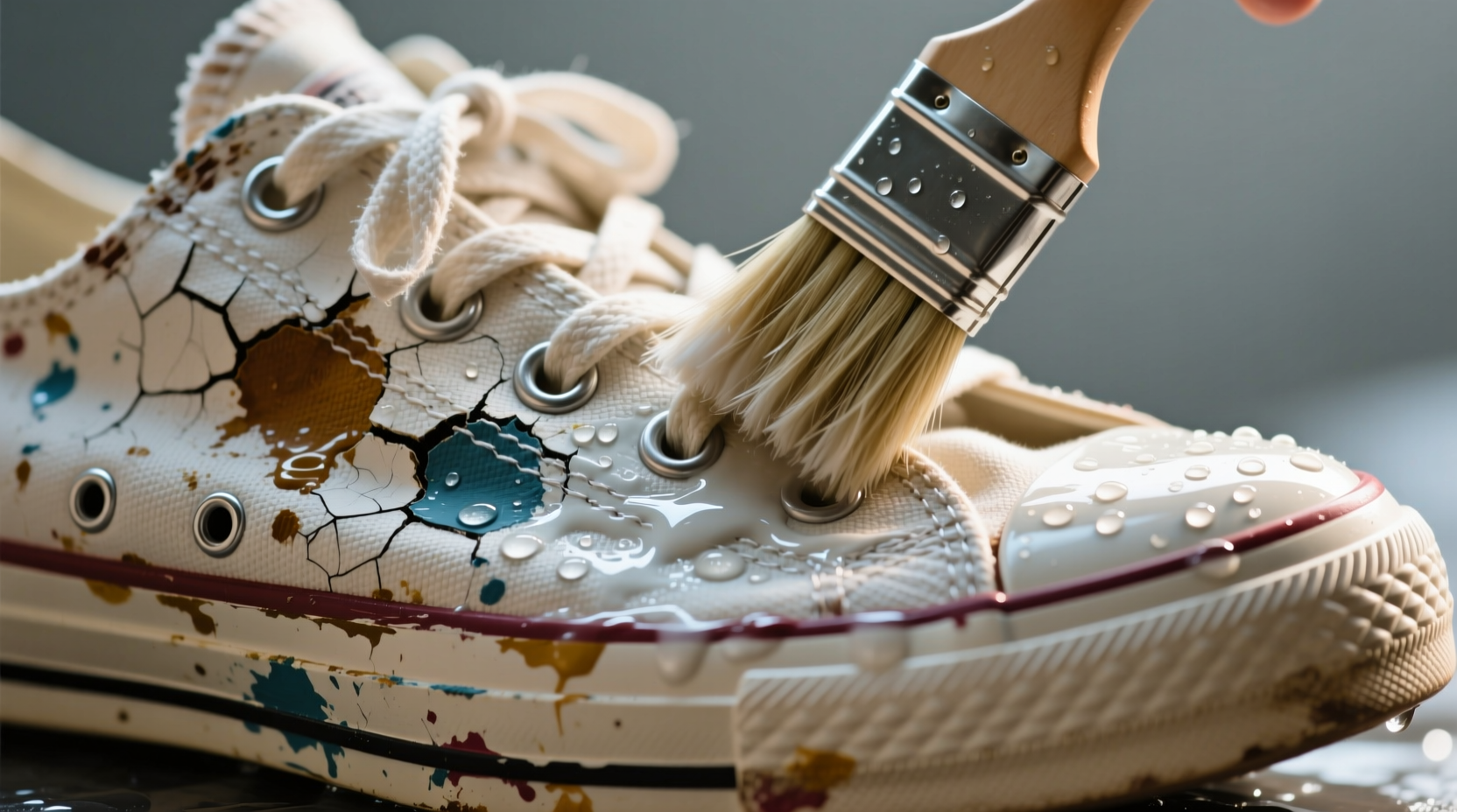 how to get dried paint off of canvas shoes