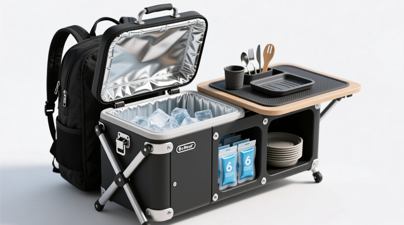 how to build a portable picnic bar that fits in a backpack and keeps ice frozen for 6 hours