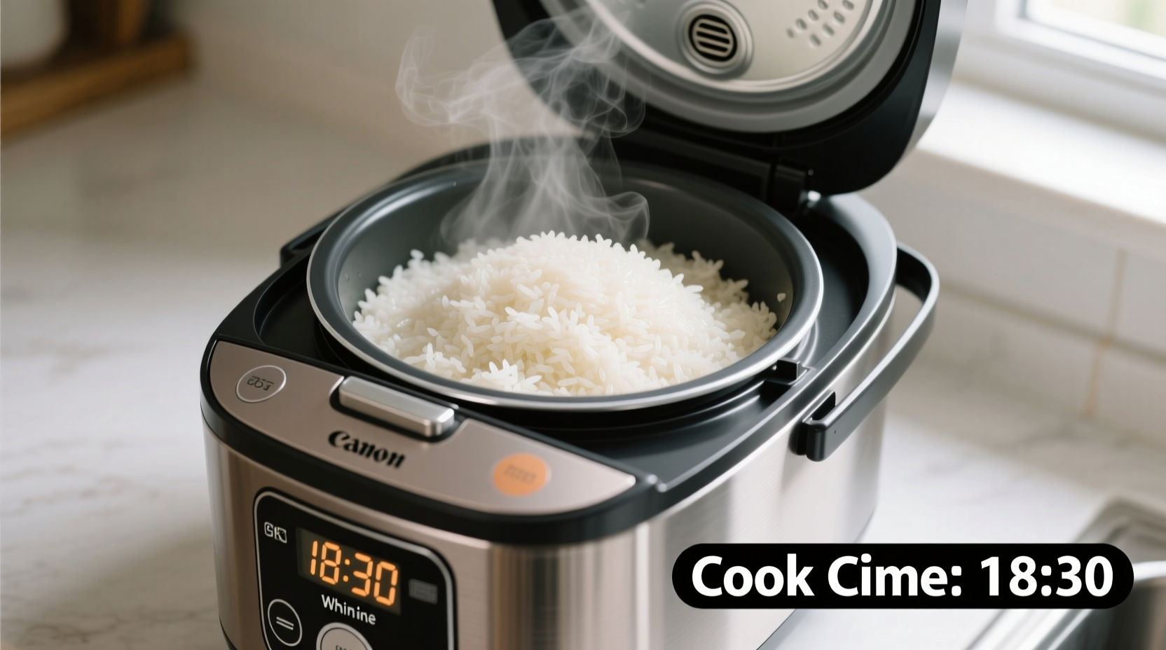 Rice Cooker Times: White Rice 18-20 Min, Brown 25-35 Min