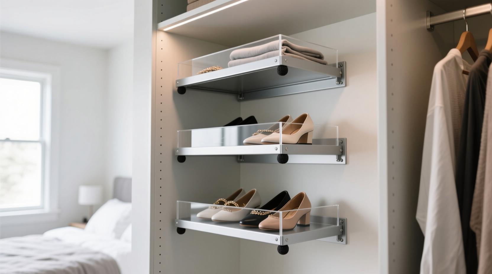 closet shelf risers vs acrylic boxes