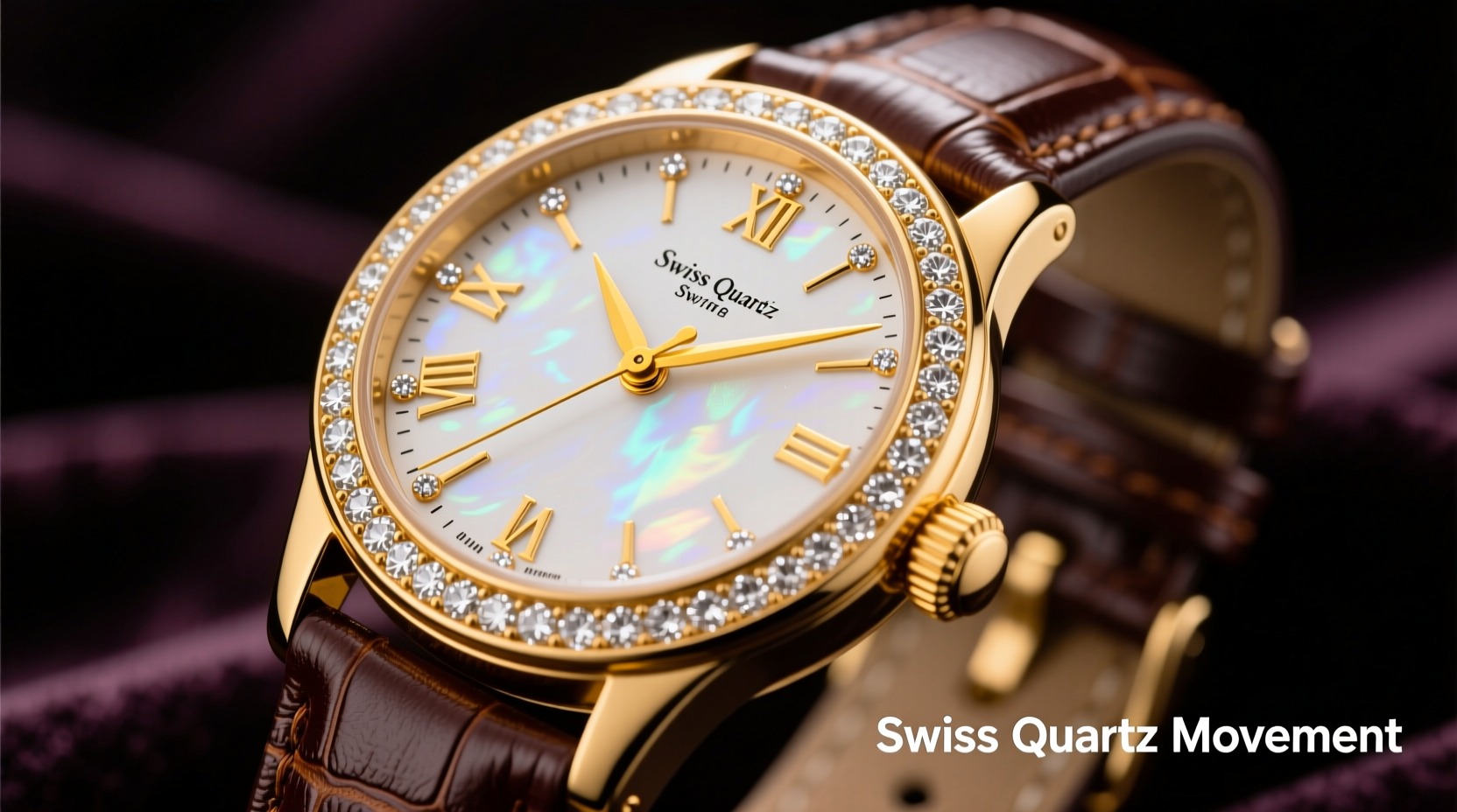 watch in 18k yellow gold with diamonds quartz movement swiss made