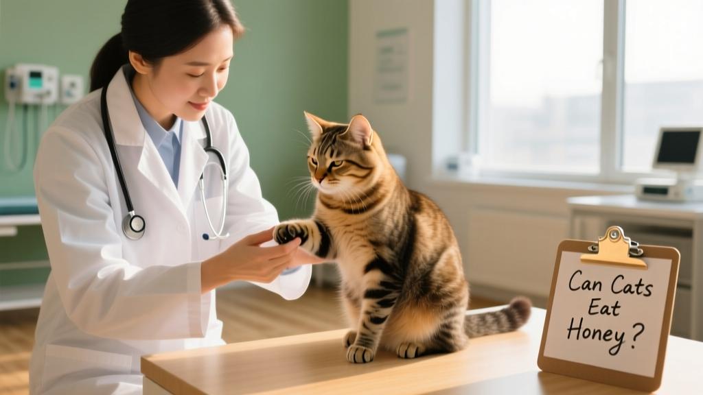 A veterinarian gently examining a cat during a routine wellness checkup