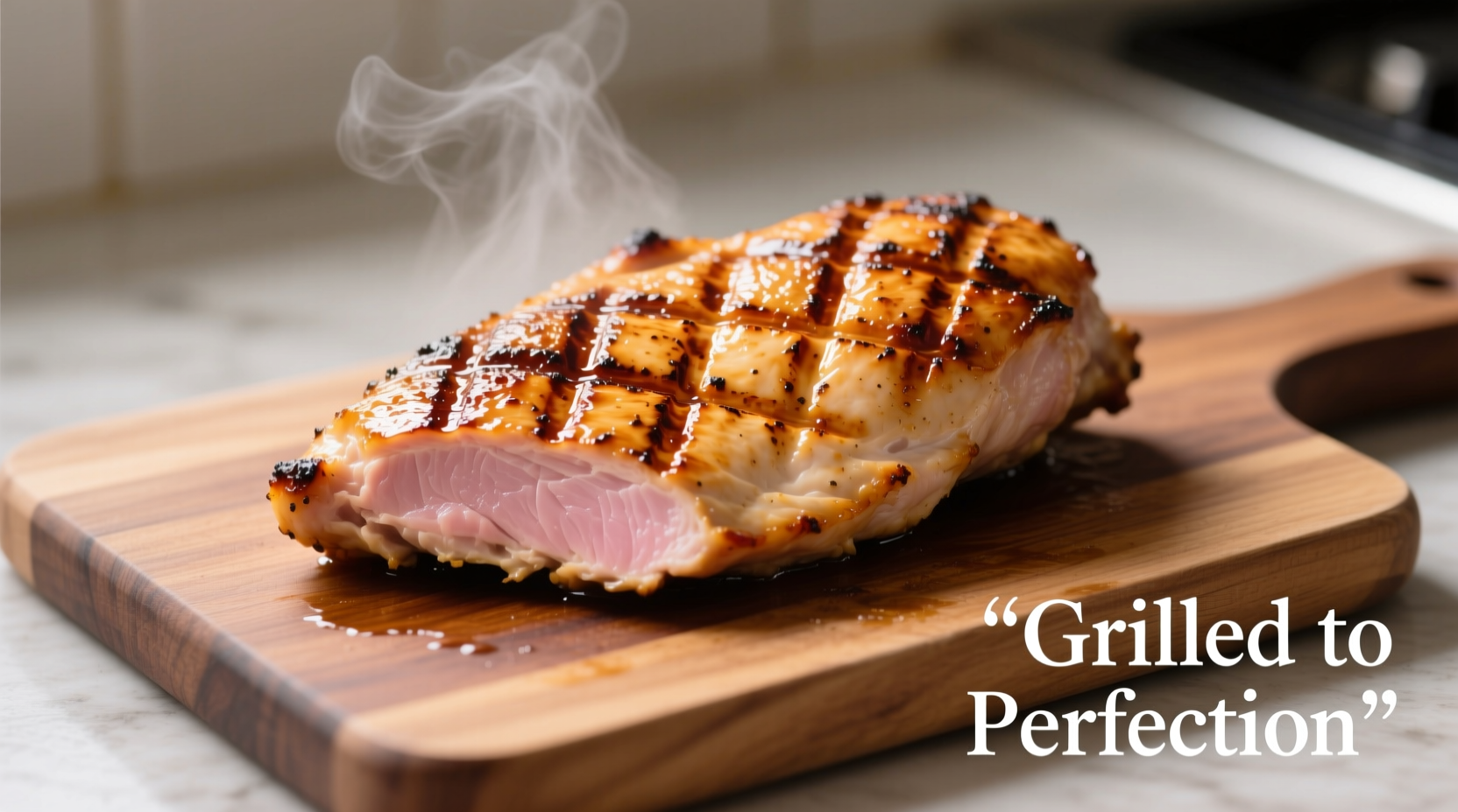 Perfectly grilled chicken breast with grill marks