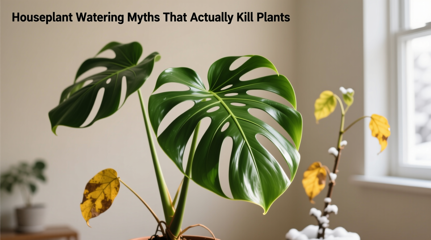 summer-vs-winter light levels on monstera deliciosa showing seasonal growth differences