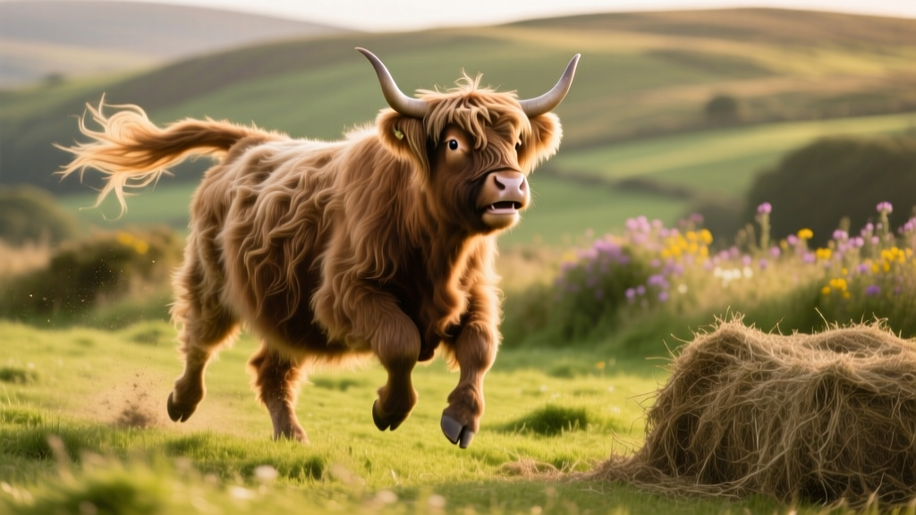 Highland Cow Can’t Contain Her Zoomies When It’s Time to Eat