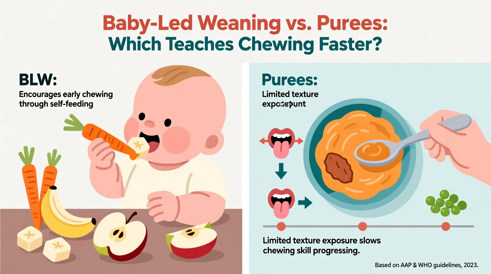 babyled weaning vs purees which method teaches chewing skills faster