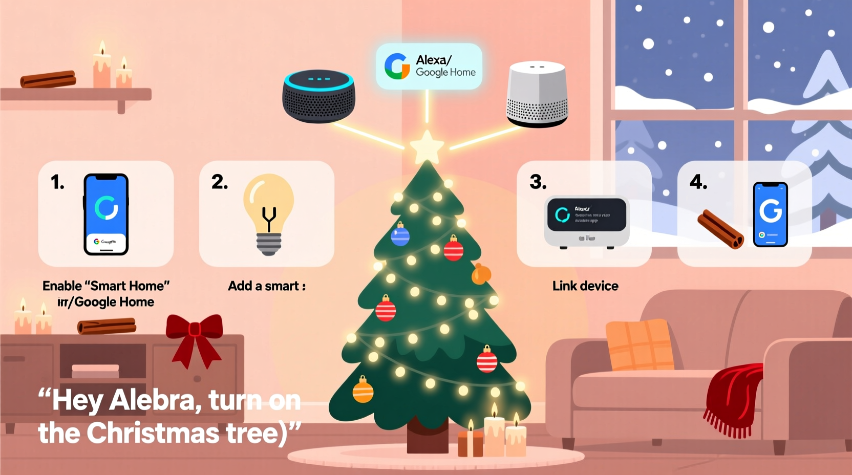 how to make a voice activated christmas tree using alexa or google home