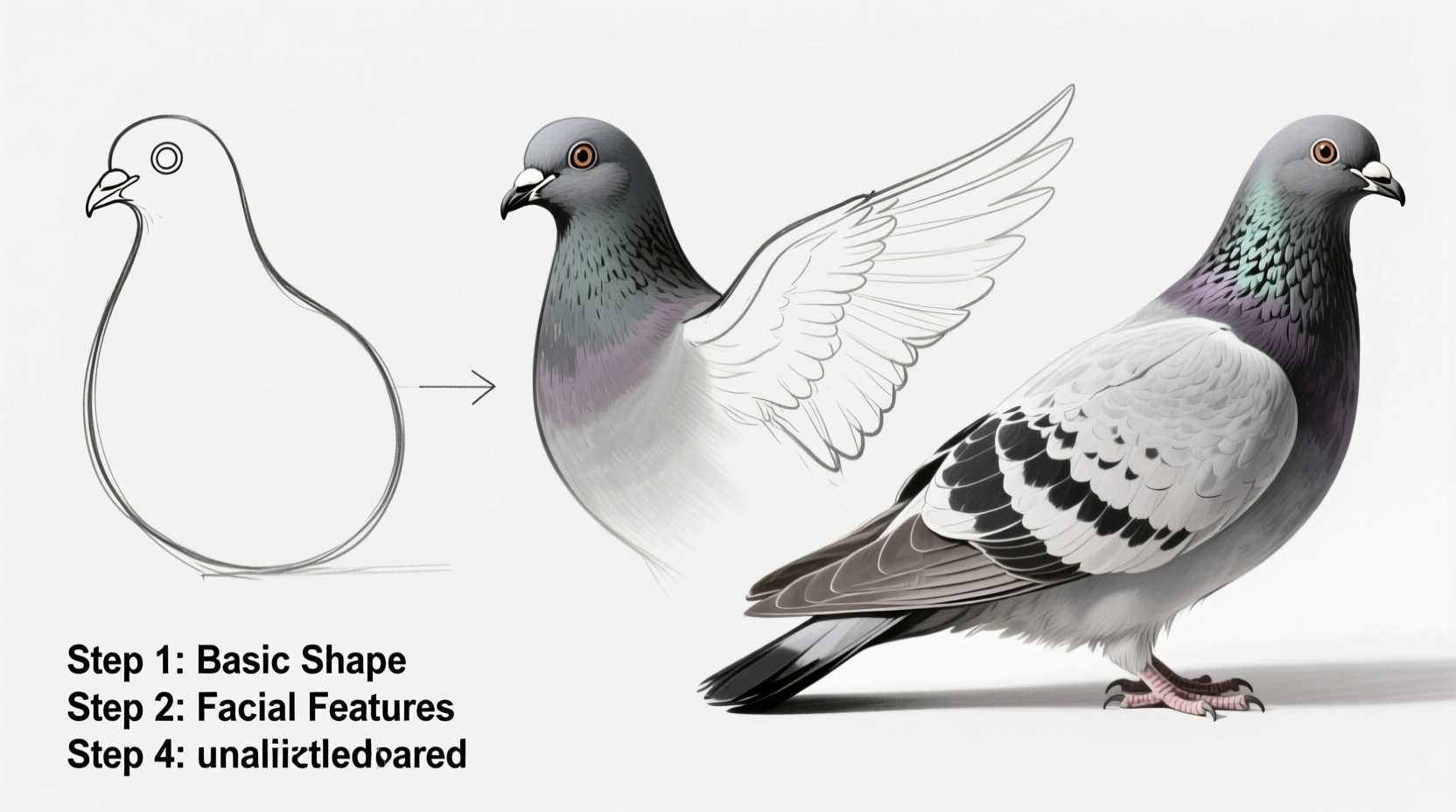 how to draw a pigeon bird