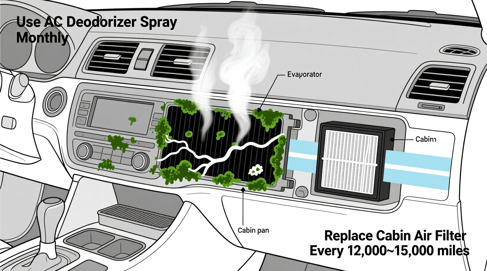 why does my car smell like vinegar after using the ac and how to stop it
