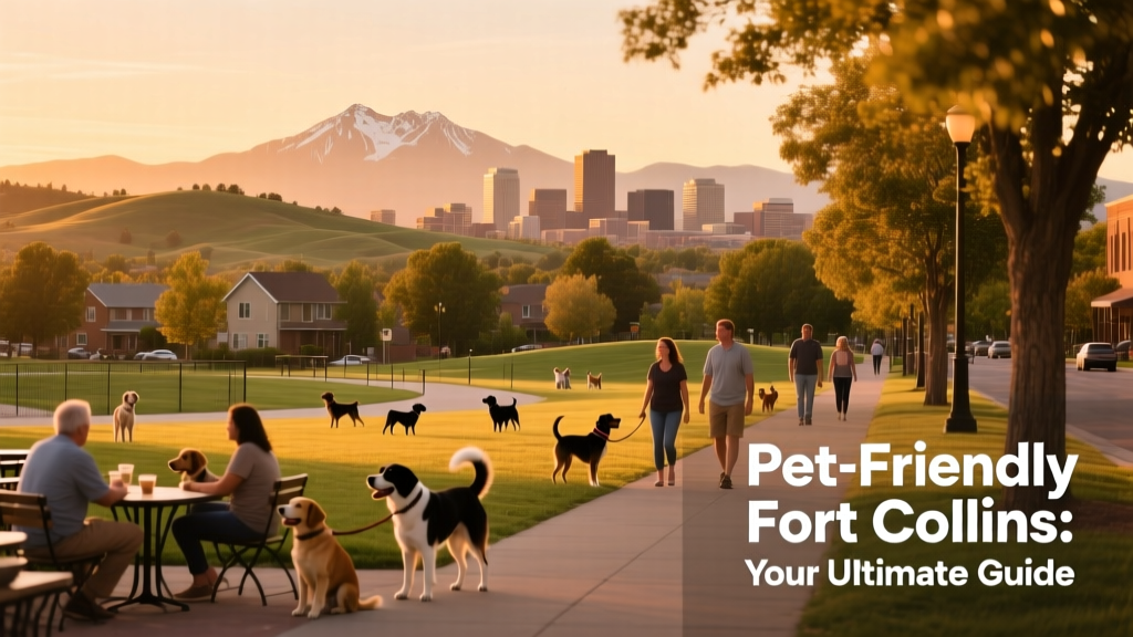 a skyline view of Fort Collins at sunset