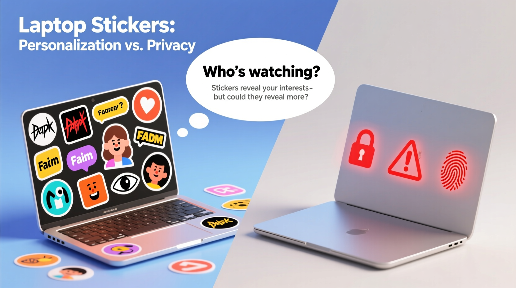 why do people put stickers on laptops personalization vs privacy risk