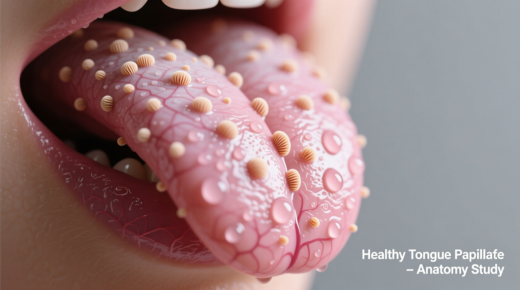 Close-up of healthy tongue papillae structure