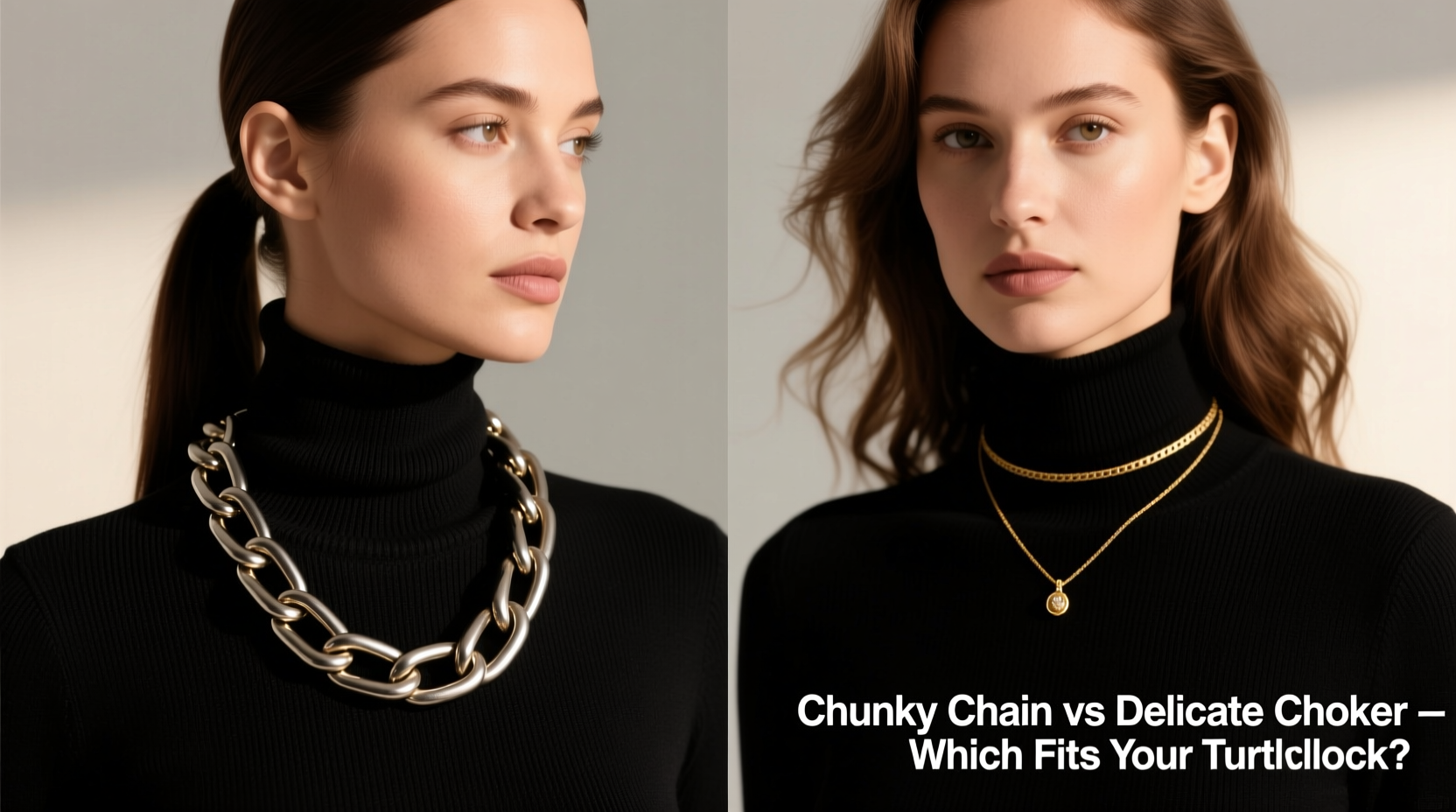 chunky chain necklace vs delicate choker which works with turtlenecks