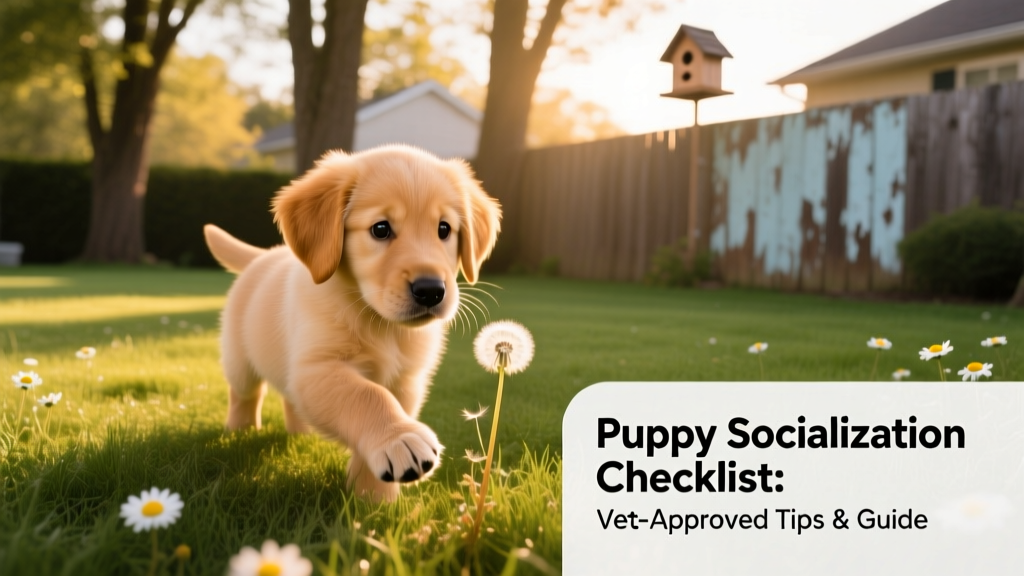A curious 8-week-old puppy gently exploring a grassy backyard with soft sunlight