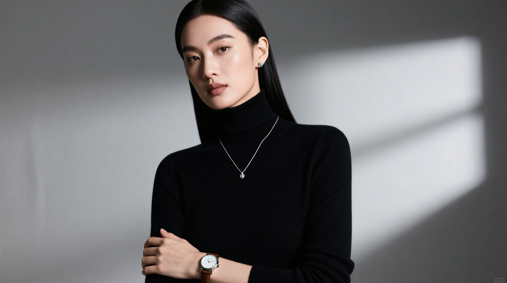 how to subtly accessorize a black turtleneck without overpowering it