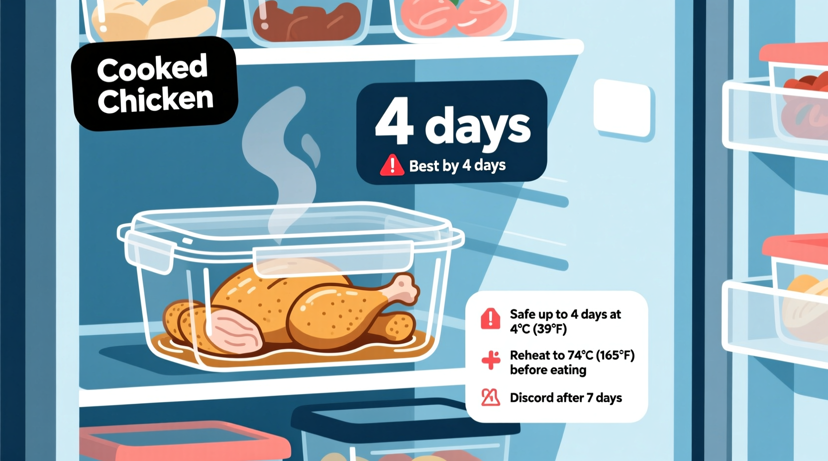 how long is cooked chicken in the fridge good for
