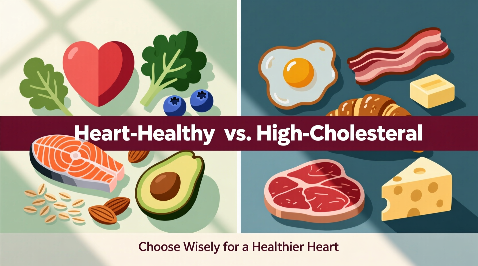 Heart-healthy foods versus high cholesterol foods comparison